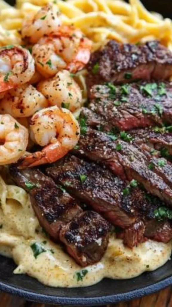 Ribeye Steak And Shrimp Alfredo Pasta Recipe Ribeye Steak And Shrimp Alfredo Pasta Recipe