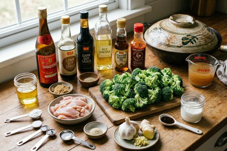 Ingredients for Chinese Chicken Broccoli Brown Sauce