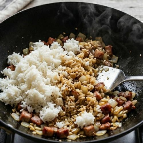 Step 5: Combine Rice and Ingredients