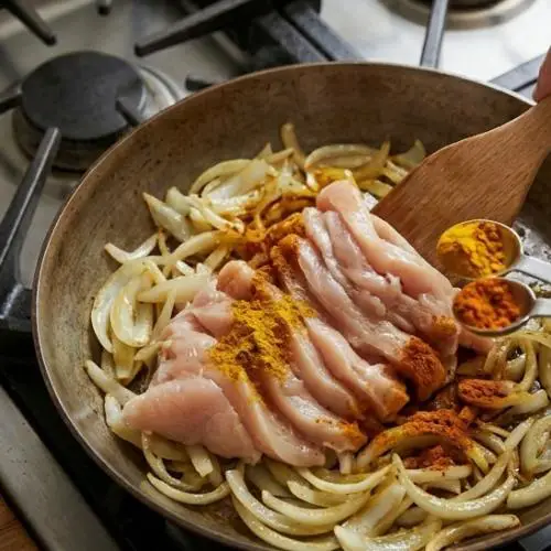 Step 4: Add Chicken and Spice