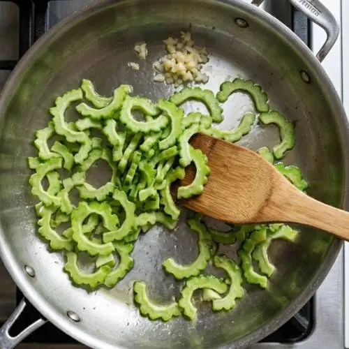 Step 3: Sauté the Bitter Melon Step 3: Sauté the Bitter Melon