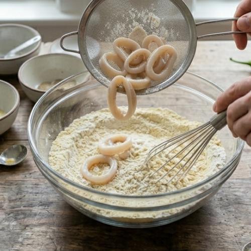 Step 5: Coat the Squid Step 5: Coat the Squid