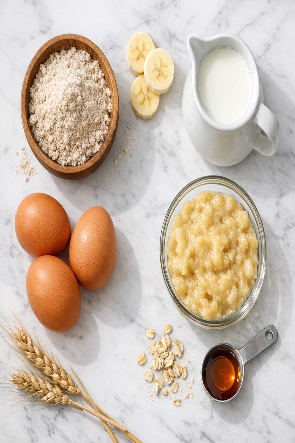 3 Ingredient Whole Wheat Pancakes Recipe ingredients